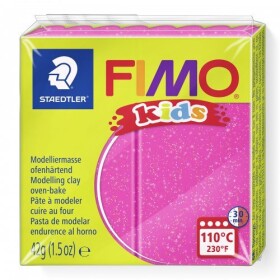 FIMO Kids 42g - dětská modelovací hmota růžová se třpytkami
