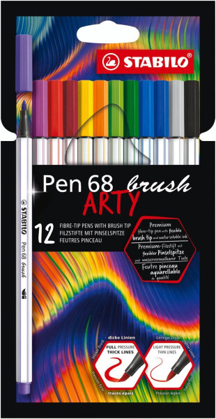 Fixa STABILO Pen 68 brush sada 12 ks v pouzdru"ARTY"
