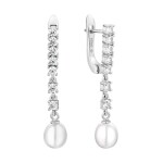 Stříbrné náušnice s bílou perlou Tania - stříbro 925/1000, Stříbrná Bílá