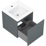 MEXEN/S - Rivel koupelnová skříňka 45 cm s umyvadlem Otis, 1 šuplík, reliéf , grafit mat/bílá mat 91A20-04547-1-BF66-W18M01