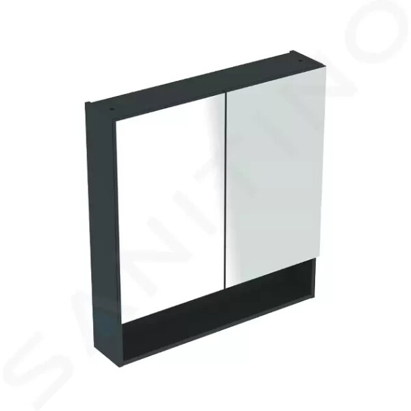 GEBERIT - Selnova Square Zrcadlová skříňka 850x588x175 mm, 2 dvířka, lávová mat 501.265.00.1