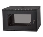 LEXI-Net 19" nástěnný rozvaděč Basic 6U 520x450, skleněné dveře, bez zad, rozložený, černý EDF_1232031