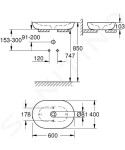 GROHE - Essence Umyvadlo na desku 600x400 mm, PureGuard, alpská bílá 3960800H