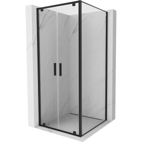 MEXEN/S - Exo sprchový kout dveře křídlové 100 x 100, transparent, černá 8182-100-100-70-00