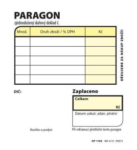 Paragon obchodní, 7,5 × 9,5 cm, 100 listů, NCR