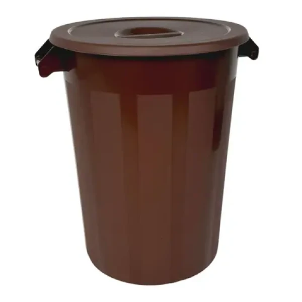 Denox INDUSTRIAL hnědá / Odpadkový koš / 100 l / s víkem / PP plast