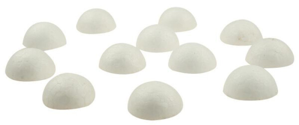 Dílky z polystyrenu - pralinky polokoule 2,5 x1,5 cm (12 ks)
