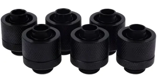 Alphacool Eiszapfen 16/10 mm černá / Kompresní šroubení / G1/4" / rovné / 6 ks (17234)