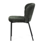 Židle jídelní, zelená látka, černé kovové nohy.