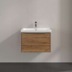 VILLEROY & BOCH - Subway 3.0 Umyvadlová skříňka, 62x43x48 cm, 1 zásuvka, Oak Kansas/lesklý hliník C57500RH
