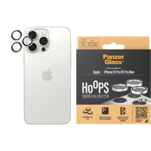 PanzerGlass HoOps Apple iPhone 16 Pro/15 Pro/16 Pro Max/15 Pro Max ochranné kroužky pro čočky fotoaparátu - bílý hliník (1194)