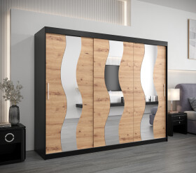 Šatní skříň Abi Se Barva korpusu: Černá, Rozměry: 250 cm, Dveře: Dub artisan