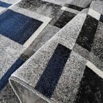 DumDekorace Koberec s geometrickými vzory v modro-šedé barevné kombinaci Šířka: 80 cm | Délka: 150 cm