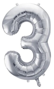 Balónek fóliový narozeniny číslo 3 stříbrný 72 cm Balónek fóliový narozeniny číslo 3 stříbrný 72 cm