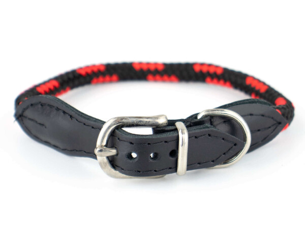 Rope obojek pro psa z lana | 32 - 39 cm Barva: Černo-červená, Obvod krku: 32 - 35 cm