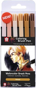 Sakura, ‎POXBR6E, Koi brush pen, sada štětečkových akvarelových popisovačů, Portrait, 6 ks