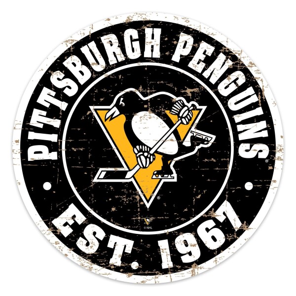 Mustang Cedule Pittsburgh Penguins NHL 22" Round Distressed Logo
