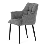 Židle jídelní, šedá vodoodpudivá látka, černý matný lak, kovové nohy