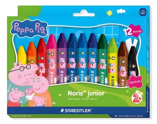 Staedtler Noris Junior Peppa Pig / Voskovky / 12 ks / jumbo / šestihranné / od 2 let (224 C12 L1)
