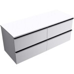 CERANO - Koupelnová skříňka Velora - bílá matná, úchytka černá + deska pod umyvadlo Navira Slim - 18 mm - 160x54,8x46,5 CER-665176