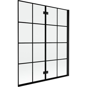 MEXEN - MIST vanová zástěna 140x150 cm 6mm 2-s, černá, dekor, pravá 8A9-140-002-70-77-P