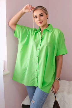Bavlněná košile s krátkým rukávem světle zelené barvy
