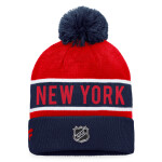 Fanatics Pánská Zimní Čepice New York Rangers Authentic Pro Game & Train Cuffed Pom Knit Deep Royal-Athletic Red