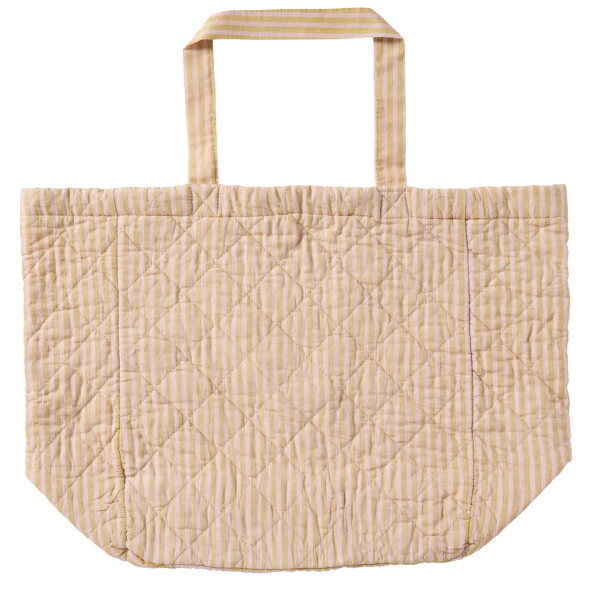 Ib Laursen Prošívaná bavlněná taška Mustard/Light pink thin stripes, oranžová barva, textil