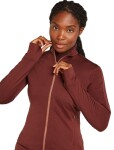 Dámská merino mikina ICEBREAKER Wmns 260 Quantum IV LS Zip, Port/Cedar Wood velikost: XS