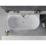 MEXEN/S - Oval Slim volně stojící vana nástěnná 170 x 80, bílá/šedá, sifon a přepad měď kartáčovaná 52661708062-65