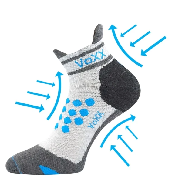 VOXX Ponožky kompresní sportovní SPRINTER nízké s ionty stříbra SVĚTLE ŠEDÉ S TMAVĚ TYRKYSOVOU 43-46 126117
