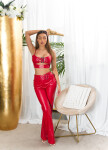 Sexy kožené kalhoty Koucla Highwaist s přezkou red M