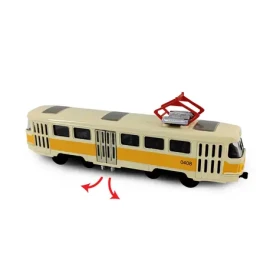 RAPPA 254244 Kovová česká retro tramvaj žlutá 16 cm-otevírací dveře