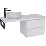 CERANO Koupelnová skříňka Carole - bílá matná + deska pod umyvadlo Navira Pro - 36 mm + konzole černá - 120x46x51,6 cm