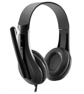 CANYON CNS-CHSC1B / lehký PC headset / kombinovaný 3.5 mm jack / kožené naušníky / černá (CNS-CHSC1B)