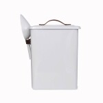Garden Trading Plechová dóza na granule Medium Leather Handle 7 l, bílá barva, kov, kůže
