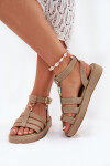 Dámské Sandály Na Platformě Se Zlatým Detalem Khaki Kartia 40