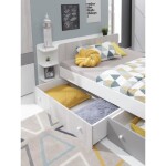 Postel Como CM12 - 90x200 cm Dveře: Bílá / Dub Wilton bílý / šedá