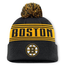 Fanatics Pánská Zimní Čepice Boston Bruins Fundamental Enforcer Cuffed Knit Hat with Pom - Black