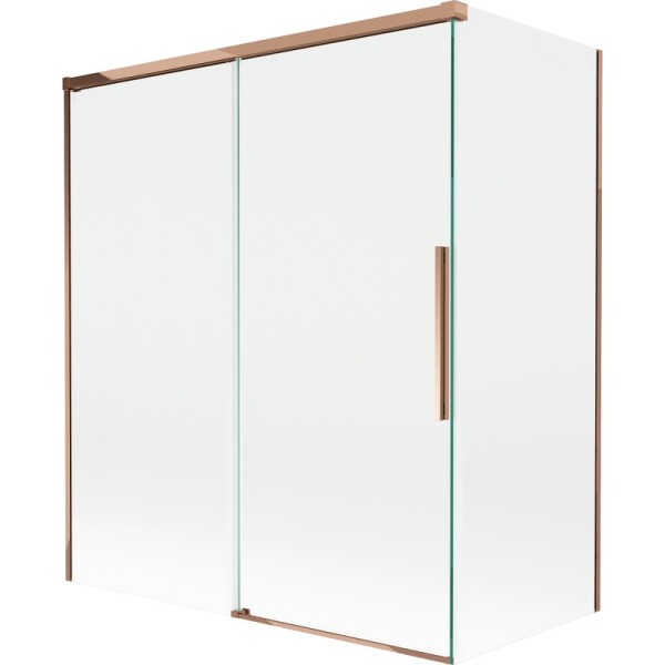 MEXEN/S - Rox vanová zástěna 2-křídlová posuvná 140 + 70 x 150, transparent, růžové zlato 8C9-140-070-60-00