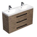 Koupelnová skříňka s černou úchytkou a umyvadlem SAT Cube Way 120x76,5x40 cm dub Wellington mat CUBE2C1203DW CUBE2C1203DW