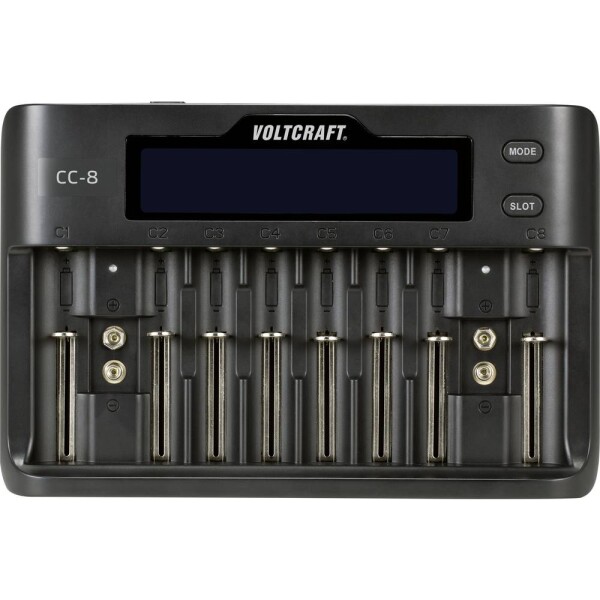 VOLTCRAFT CC-8 nabíječka akumulátorů Li-Ion, LiFePO , NiMH, NiCd A , AA, AAA, Mini (AAAA) , 9 V, malé mono, Sub-C , 10340 , 14500, 16340, 17500, 17650 , 18490,