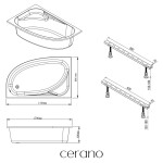 CERANO - Vana akrylátová Leona - asymetrická - levá - bílá - 170x99,5x40 - s čelním panelem a nožičkami CER-275739