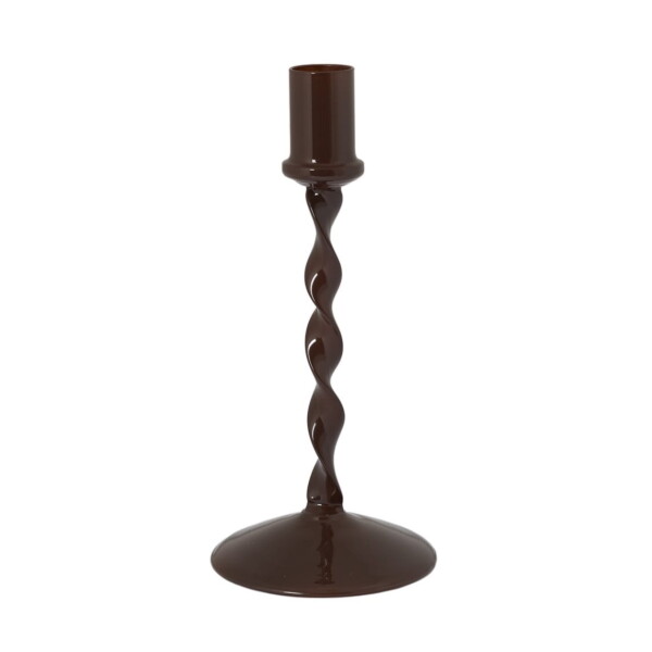 Storefactory Skleněný svícen Eneby Brown 20 cm, hnědá barva, čirá barva, sklo