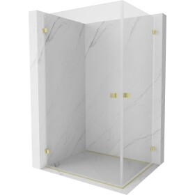 MEXEN/S - Lunar-B Duo sprchový kout dveře křídlové 90 x 85, transparent, zlato kartáčovaná 832-090L-085P-55-00