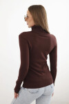 Dámský svetr z viskózy s rolákem a dlouhým rukávem hnědý UNI