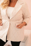Dámská bunda Plus Size prošívaná s límcem a knoflíkem světlé béžové UNI