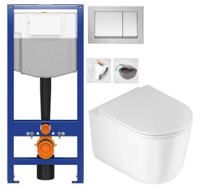 CERSANIT předstěnový instalační systém s tlačítkem chrom K97-509 + WC DEANTE Jasmin se sedátkem RIMLESS K97-526 509 JA1