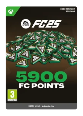 XSX EA SPORTS FC 25: 5900 bodů / El. licence / Sportovní / Angličtina / od 3 let / DLC pro Xbox Series (7F6-00845)
