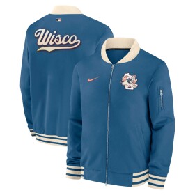 Nike Pánská bunda Milwaukee Brewers MLB City Connect 2026 Authentic Dugout Bomber Blau Velikost: L